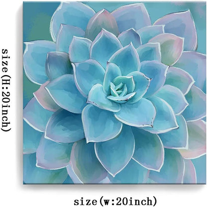 Wall Decor for Bedroom Canvas Artwork Blue-Green Succulents Prints Pictures Wall Art for Living