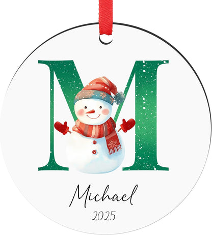 Personalized Christmas Ornaments 2025 Wood Custom Name Date Initial A-Z Monogram Christmas Ornament