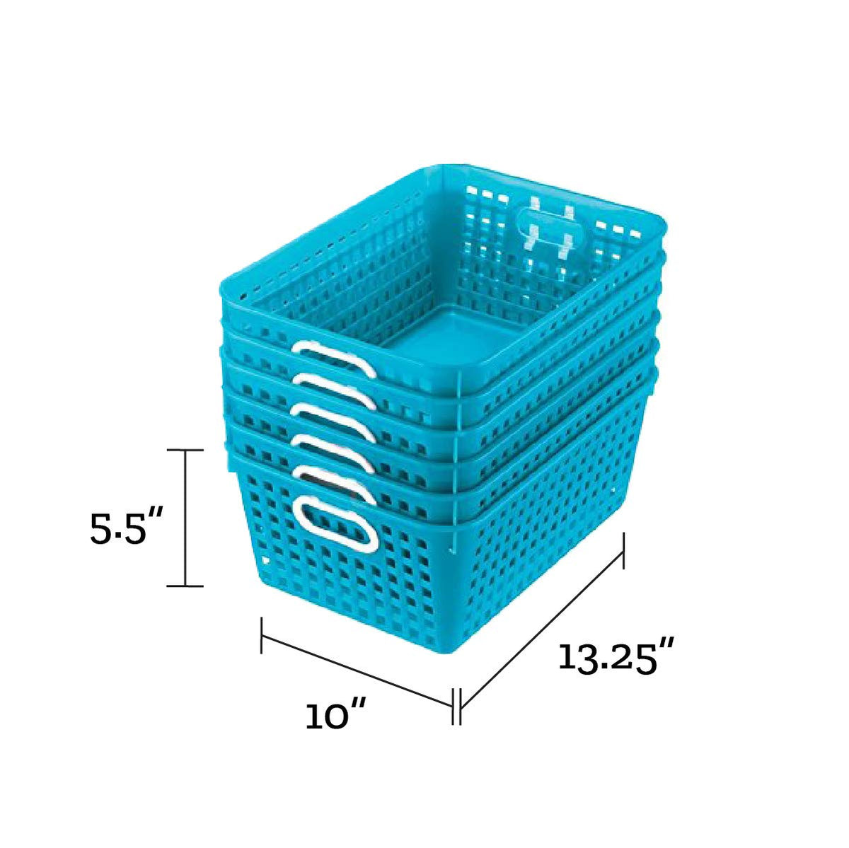 Really Good Stuff Large Plastic Book Baskets, 13.25" by 10" by 5.5"-12-Pack