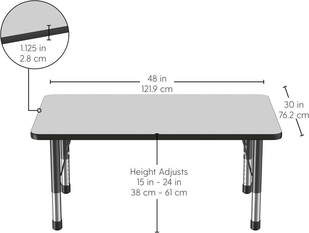 FDP Rectangle Activity School and Classroom Kids Table (30 x 48 inch), Chunky Toddler Legs