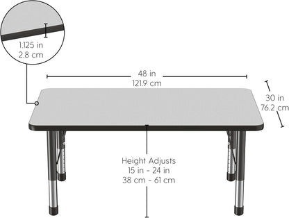 FDP Rectangle Activity School and Classroom Kids Table (30 x 48 inch), Chunky Toddler Legs