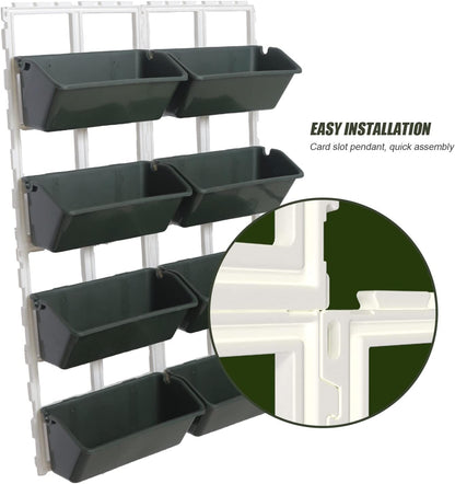 8 Pockets Vertical Planters,Wall Mounted Plastic Plant Grow Pots,Wall Pocket Planters for