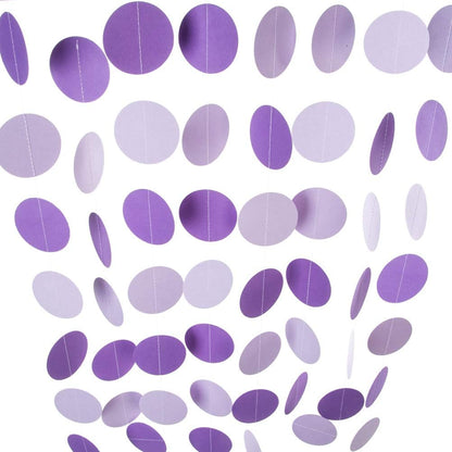 Purple Lavender Paper Garland Circle Dots Party Garland Streamer Backdrop Hanging Decorations, 2.5"