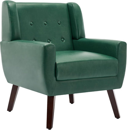 UIXE Faux Leather Accent Chairs Set of 4, Modern Arm Club Chair Upholstered Armchair for Living