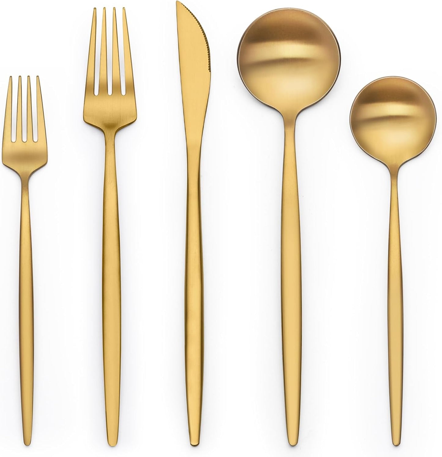 40 Piece Gold Silverware Set for 8, Terlulu Stainless Steel Flatware Set, Gold Cutlery Set Utensils