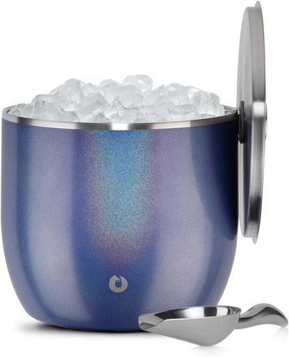 SNOWFOX XL Premium Vacuum Insulated Double Wall Stainless Steel Ice Bucket with Lid/Scoop,Bar