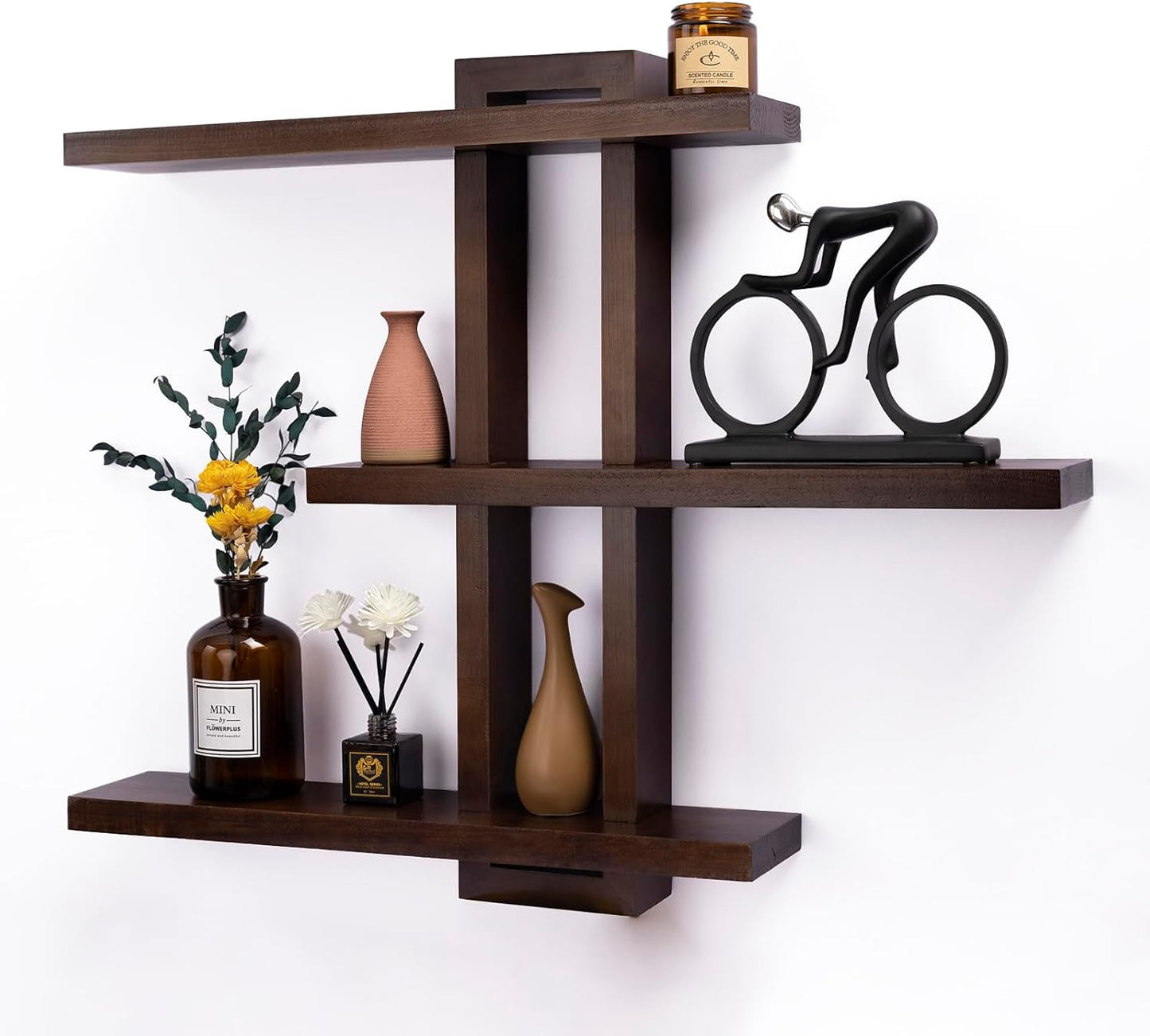 Variable Floating Shelves Wood Set of 3, Bathroom Shelves 28.35" Max, Rustic Shelves for Wall, Wall
