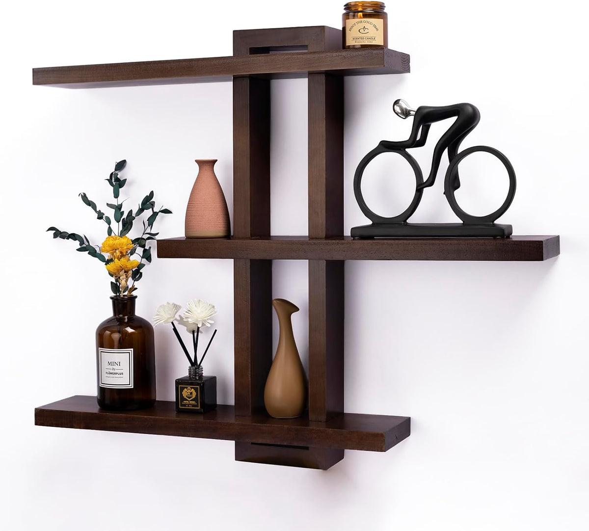 Variable Floating Shelves Wood Set of 3, Bathroom Shelves 28.35" Max, Rustic Shelves for Wall, Wall