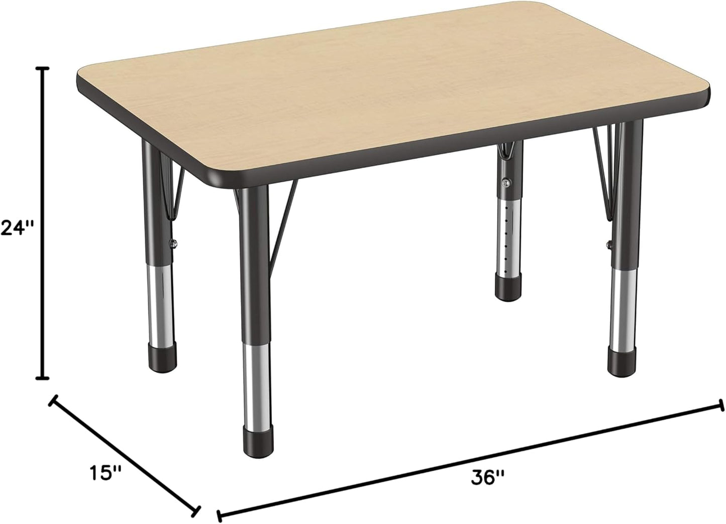 FDP Rectangle Activity School and Classroom Kids Table (24 x 36 inch), Chunky Toddler Leg