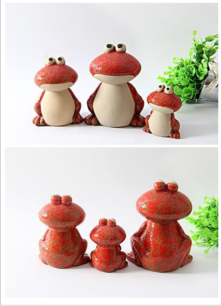 Frog Garden Decor Set of 3,Funny Cute Ceramic Frog Garden Statues Yard Decoration Outdoor Holiday