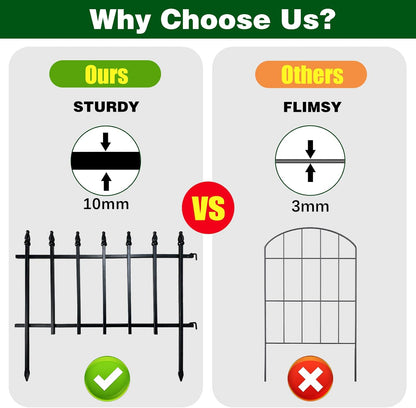 Metal Decorative Garden Fence 22" Wide x 18" High (5 Panels, Total Length 9.17 feet), Metal Border