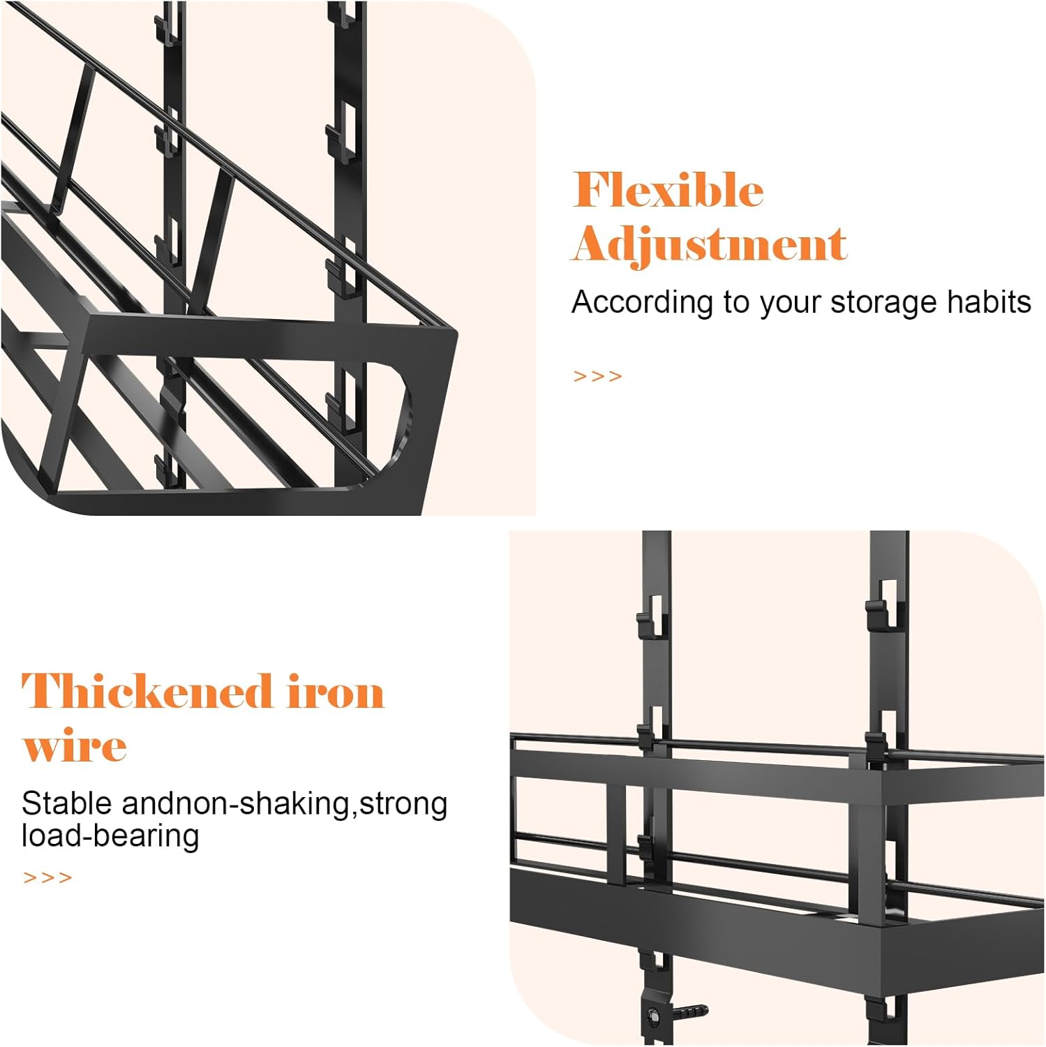 X-cosrack 8-Tier Adjustable Spice Rack – Wall-Mounted Space-Saving Organizer with Mixed Baskets