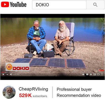 DOKIO 100W Portable Foldable Solar Panel Kit, Compact 21x28in Design 5.9lb with Standalone