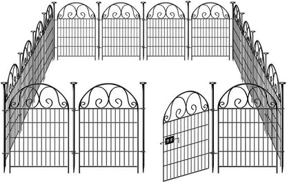 Tall Garden Animal Barrier Fence With Gate,40 in(H)×27 in(L) 12 Panels Dog Digging Fence Barrier