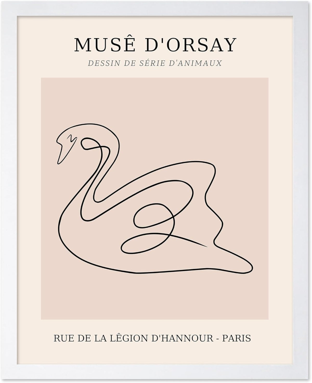 Poster Master Vintage Poster - Retro One Line Swan Drawing Print - Swan Art - Bird Art - Minimal