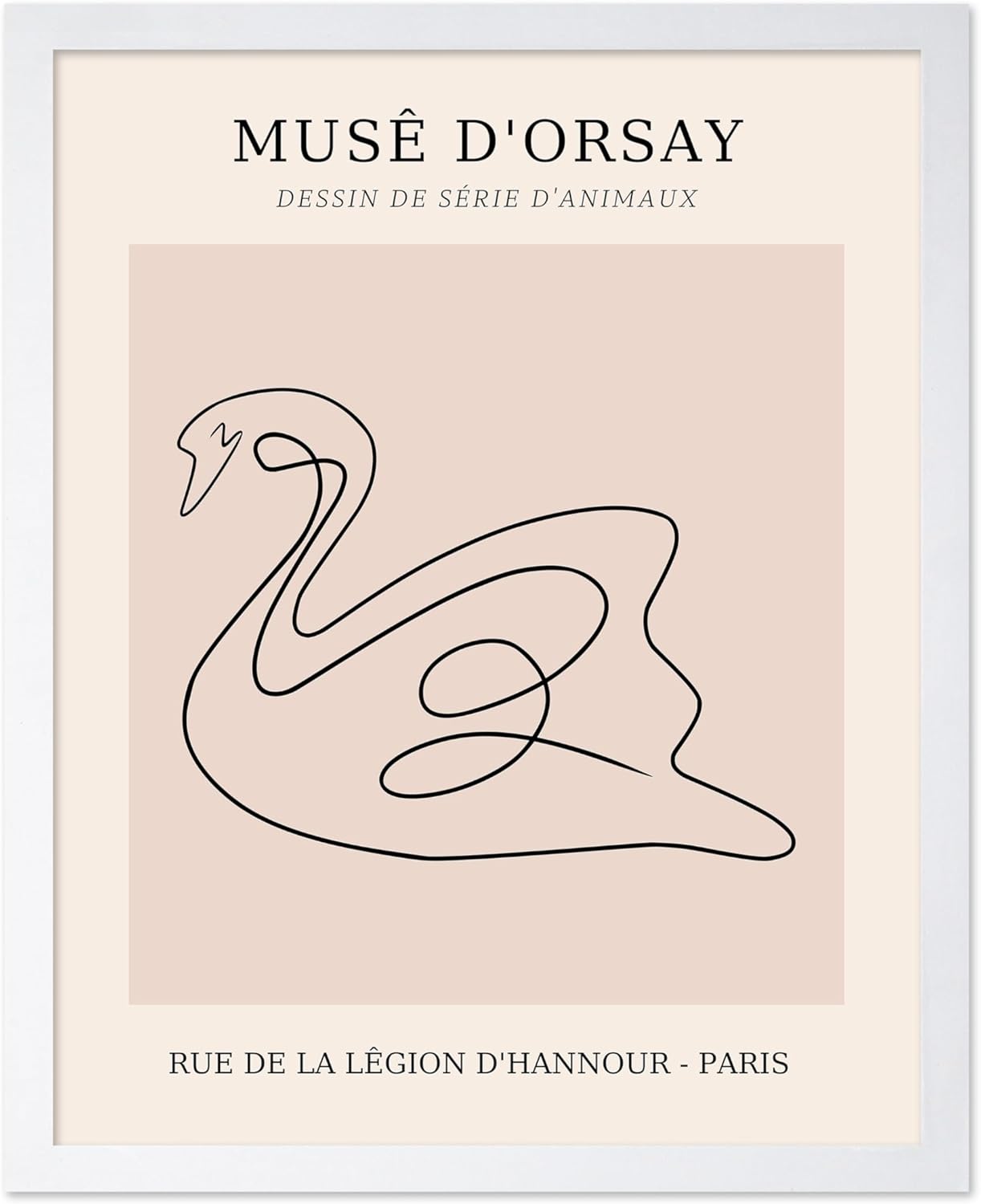 Poster Master Vintage Poster - Retro One Line Swan Drawing Print - Swan Art - Bird Art - Minimal
