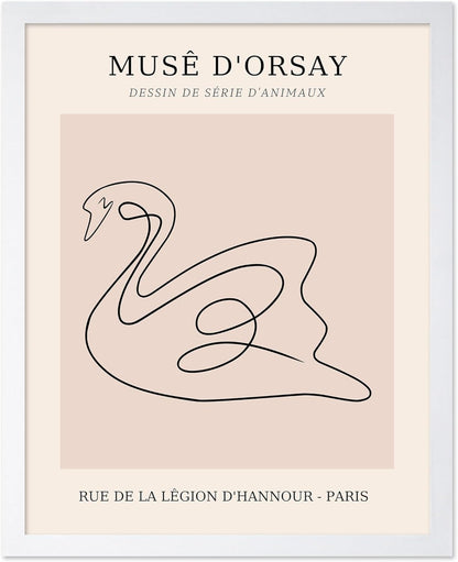 Poster Master Vintage Poster - Retro One Line Swan Drawing Print - Swan Art - Bird Art - Minimal
