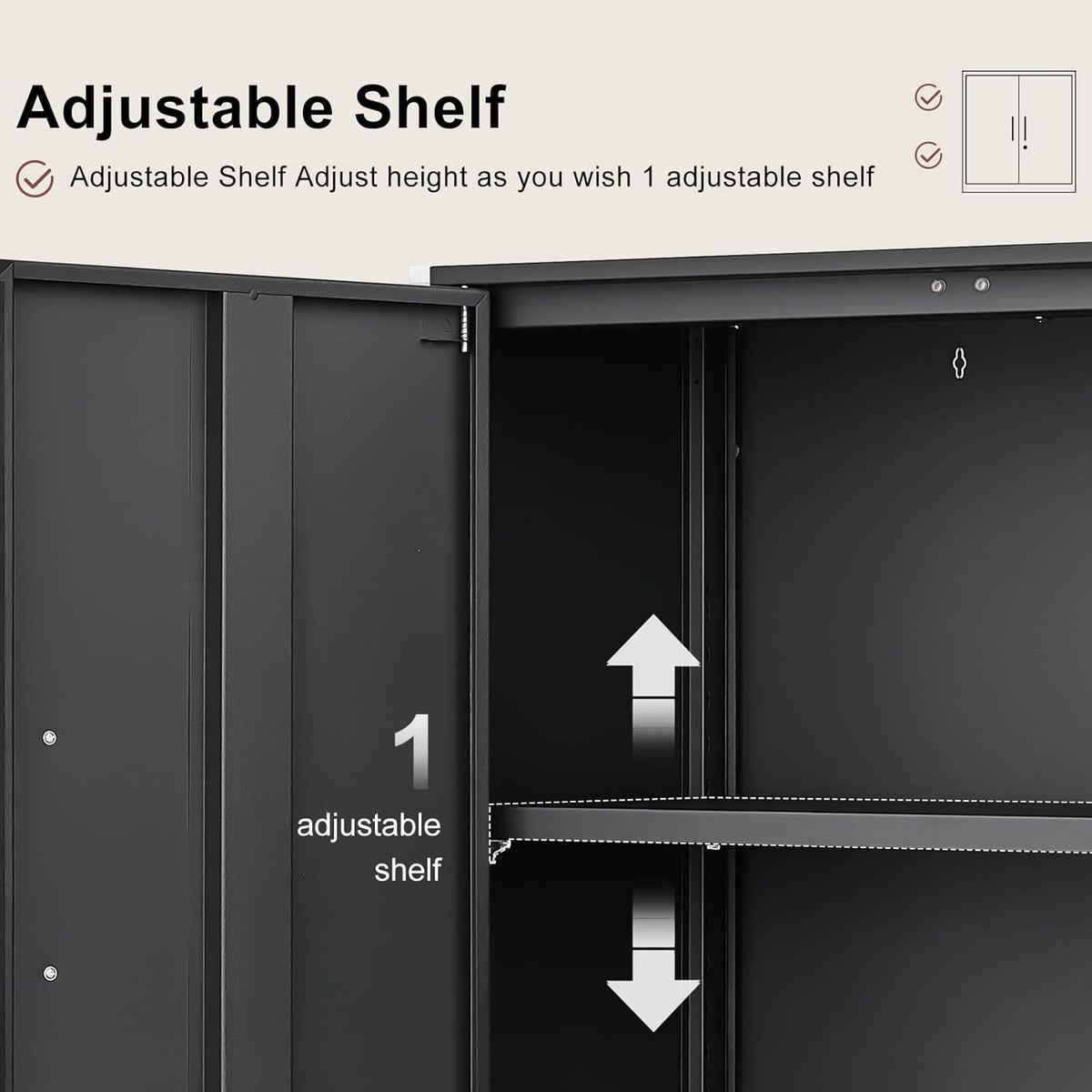 Metal Wall Cabinet,Garage Wall Cabinetwith Handle,Lockable Storage Cabinets Wall Mounted with 2