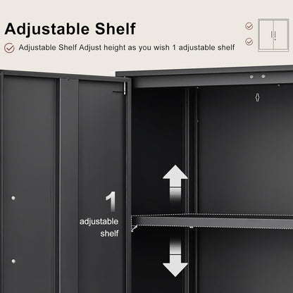 Metal Wall Cabinet,Garage Wall Cabinetwith Handle,Lockable Storage Cabinets Wall Mounted with 2