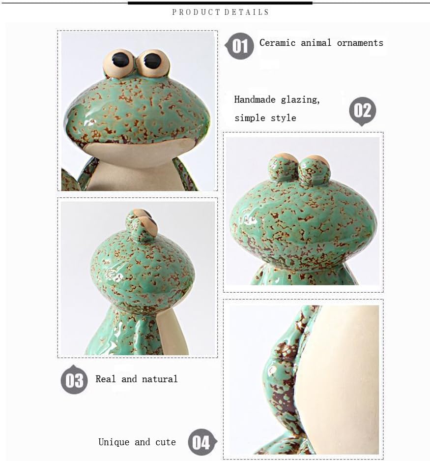 Frog Garden Decor Set of 3,Funny Cute Ceramic Frog Garden Statues Yard Decoration Outdoor Holiday