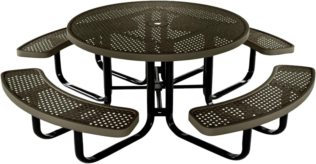 Heavy-Duty Portable Outdoor Kids Table with Umbrella Hole, Punched Steel Kids Picnic Table