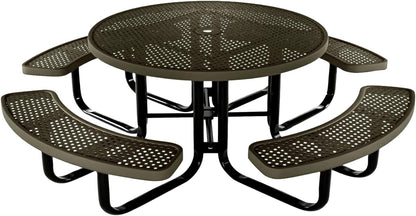 Heavy-Duty Portable Outdoor Kids Table with Umbrella Hole, Punched Steel Kids Picnic Table