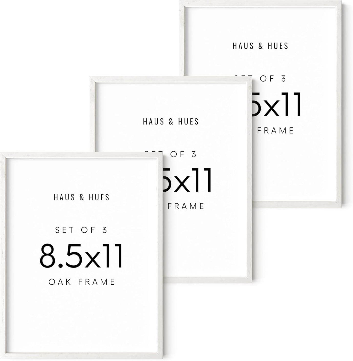 HAUS AND HUES Set of 3 Wood Picture Frames 8.5 X 11 - Wood Picture Frames 8.5 X 11 Document Frames