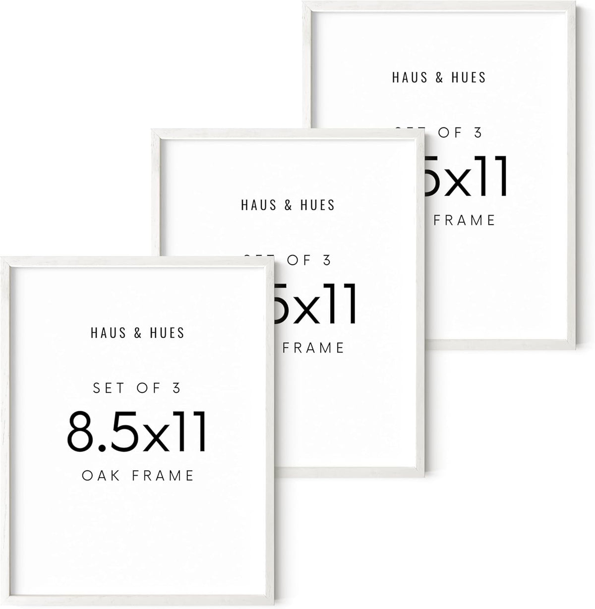 HAUS AND HUES Set of 3 Wood Picture Frames 8.5 X 11 - Wood Picture Frames 8.5 X 11 Document Frames