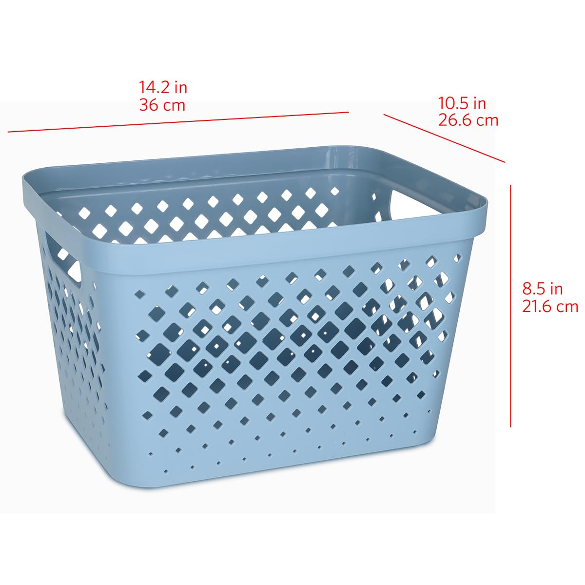 Glad Plastic Storage Basket Set, Value Pack of 6 | Open Storage Bins for Shelves, Bathroom, Pantry