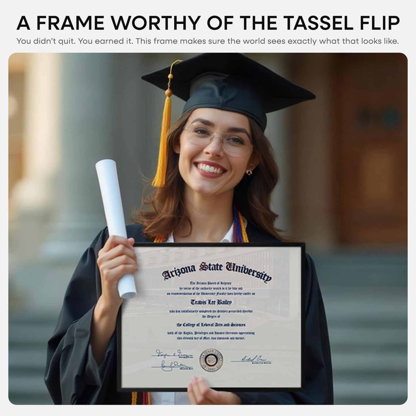 Homeforia 11x14 Diploma Frame Black, High End Metal 11 x 14 Certificate Frame with Mat 8.5 x 11
