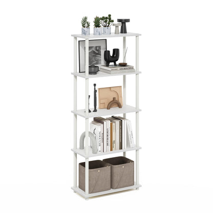 Furinno Turn-N-Tube Storage Shelves, 5-Tier Book Shelf, Corner Shelf, Toolless Open Shelves, for