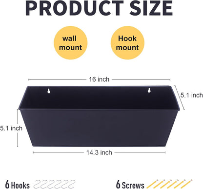 Wall Hanging Planters for Outdoor Plants 16 Inch Large Metal Fence Pots with Hooks for Outside