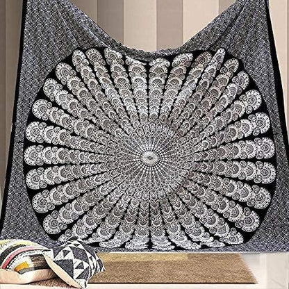 Bless International Handmade Indian hippie Bohemian Psychedelic Peacock Mandala Wall hanging