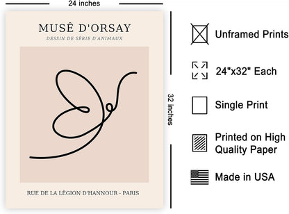 Poster Master Vintage Poster - Retro One Line Butterfly Drawing Print - Butterfly Line Art