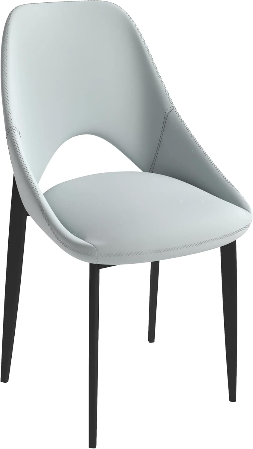 LeisureMod Amalfi Upholstered Fabric Dining Chair – Modern Side Chair with Iron Legs, Mid-Century