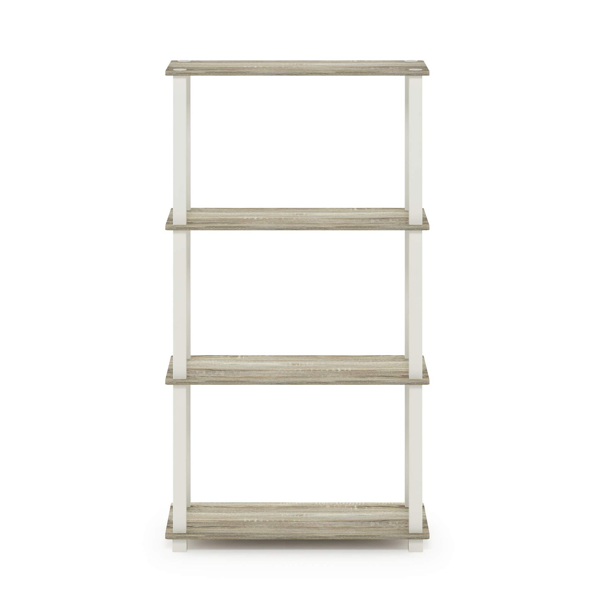 Furinno TURN-S-TUBE Storage Shelves, 4-Tier Book Shelf, Corner Shelf, Toolless Open Shelves, for