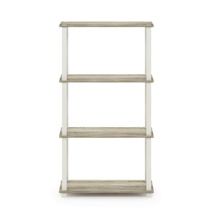 Furinno TURN-S-TUBE Storage Shelves, 4-Tier Book Shelf, Corner Shelf, Toolless Open Shelves, for
