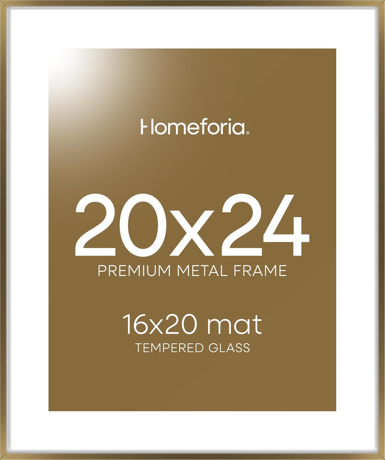 Homeforia Picture Bronze Frame 20x24, High End Metal 20x24 Brass Poster Frames with Mat 16x20 for