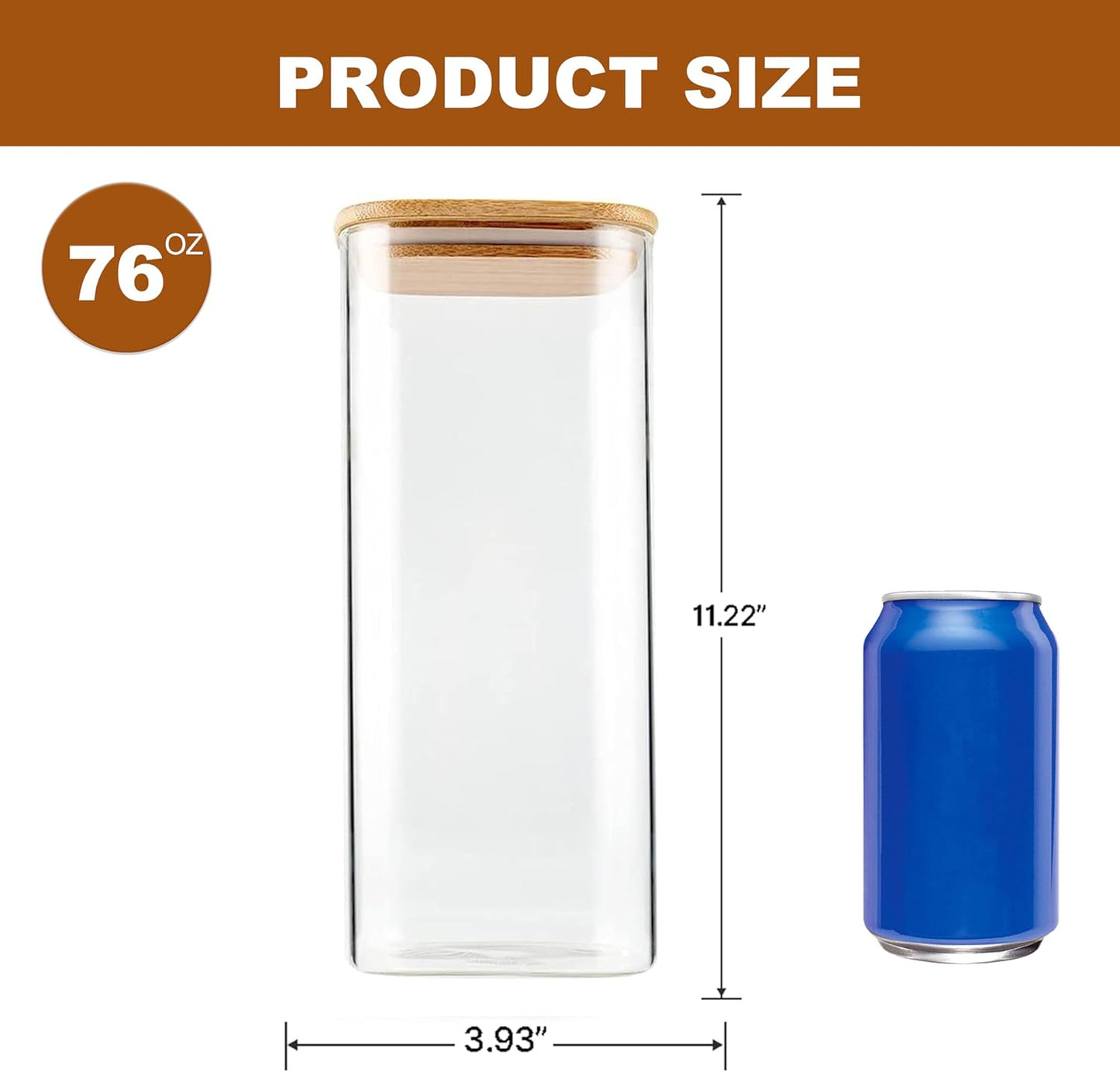 Glass Food Storage Jars 76 oz Set of 3,Glass Storage Containers Clear Glass Food Canister with