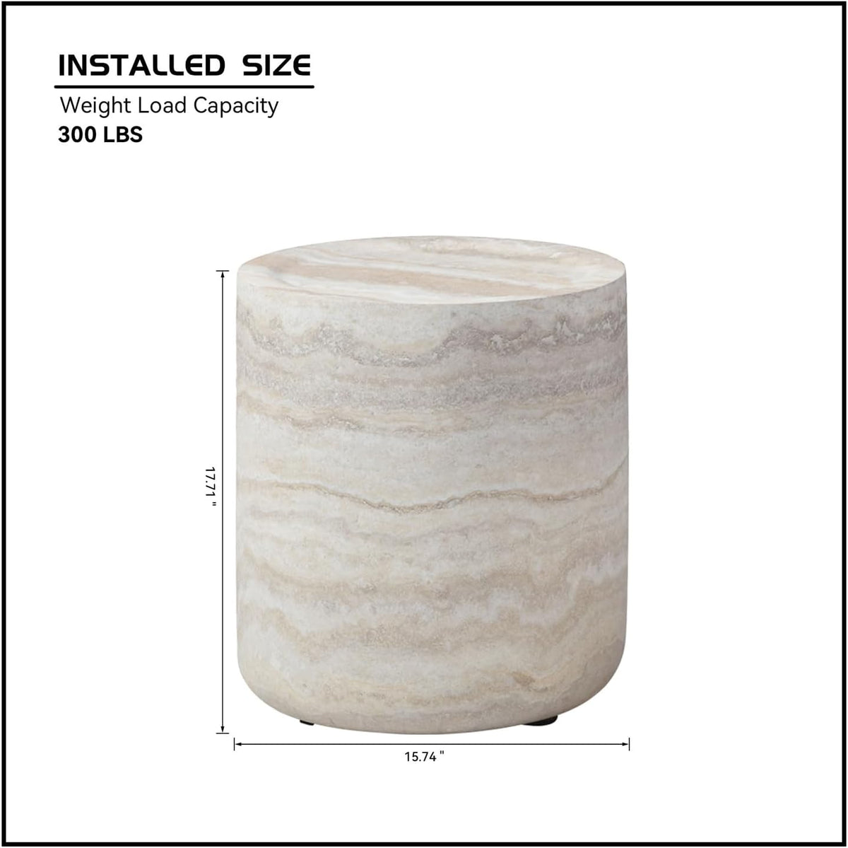 Faux Marble Coffee Table, Modern Round Coffee Table for Living Room, Circle Drum Coffee Side
