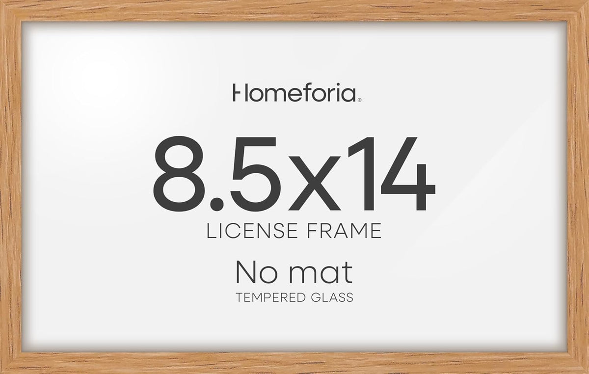 Homeforia 8.5x14 Marriage License Frame Wood, High End Natural Oak 8.5 x 14 Certificate Frames