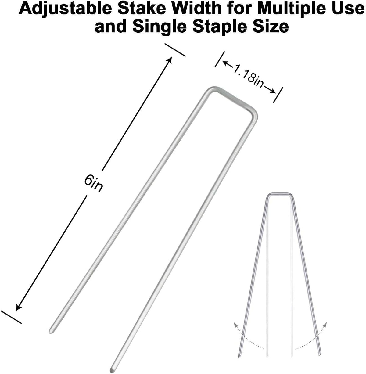 Petgrow 6 Inch Garden Stakes Galvanized Landscape Staples,U-Type Turf Staples for Artificial Grass