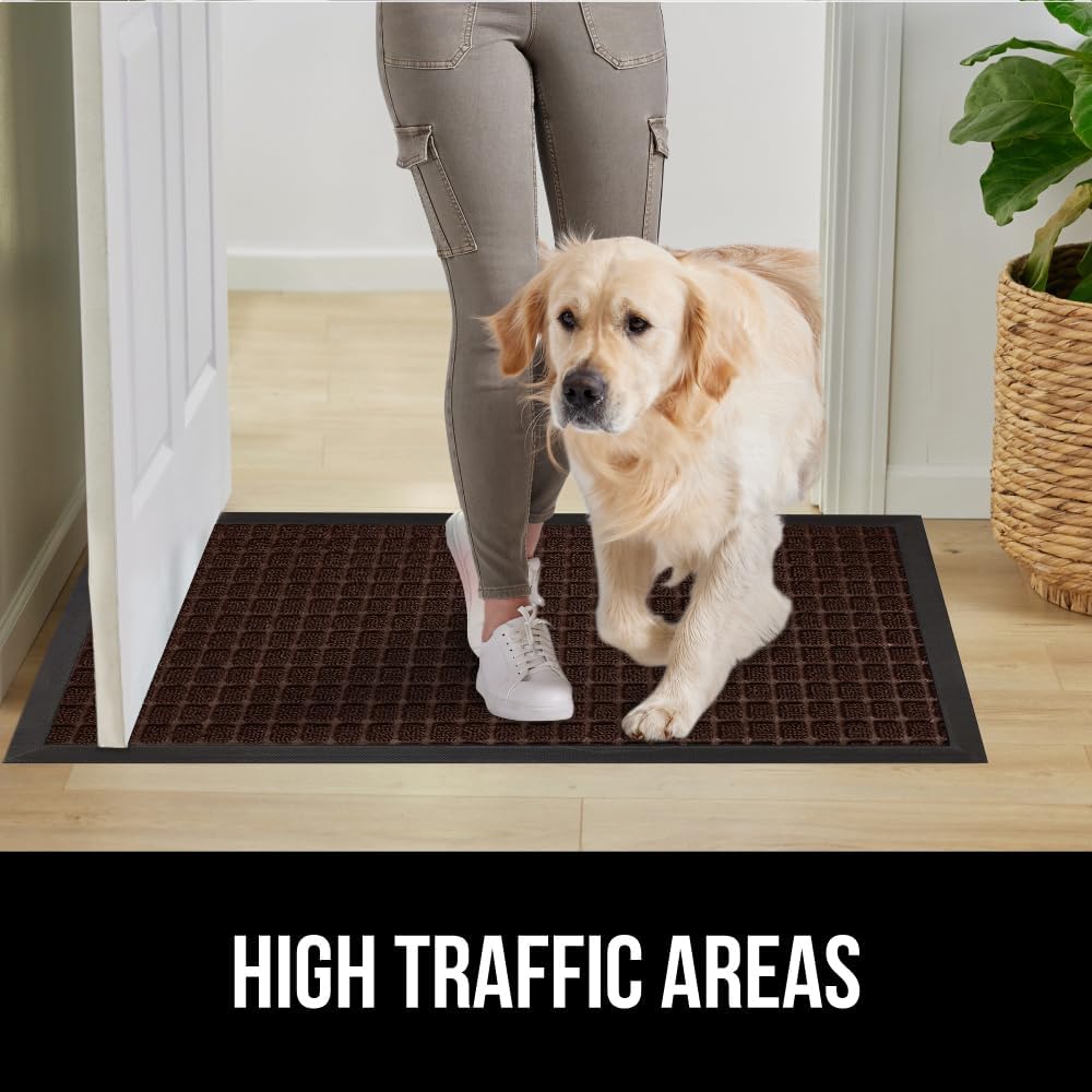 GORILLA GRIP 100% Waterproof All-Season WeatherMax Doormat 35x23, US Designed Natural Rubber, Stain