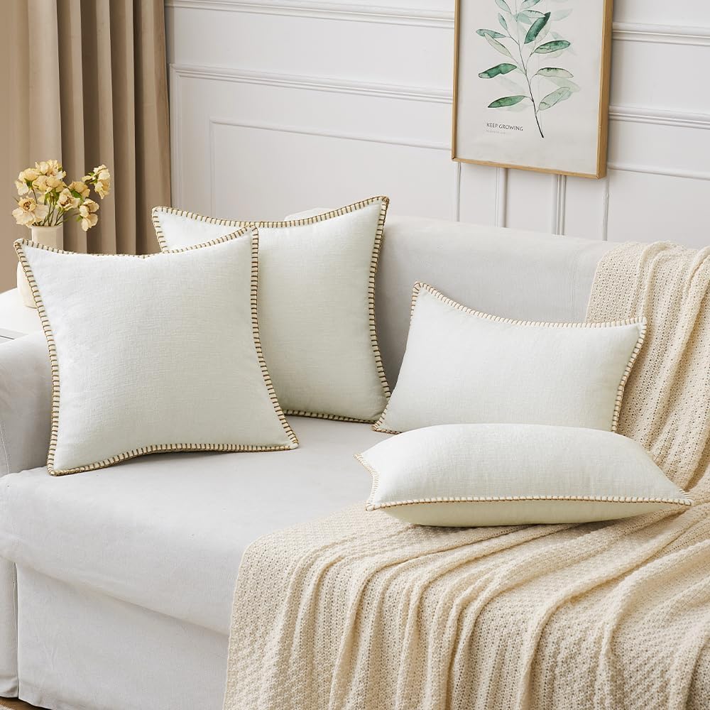 MIULEE Pack of 2 Christmas Pillow Covers 18x18 Inch Pure White Farmhouse Decorative Throw Pillow