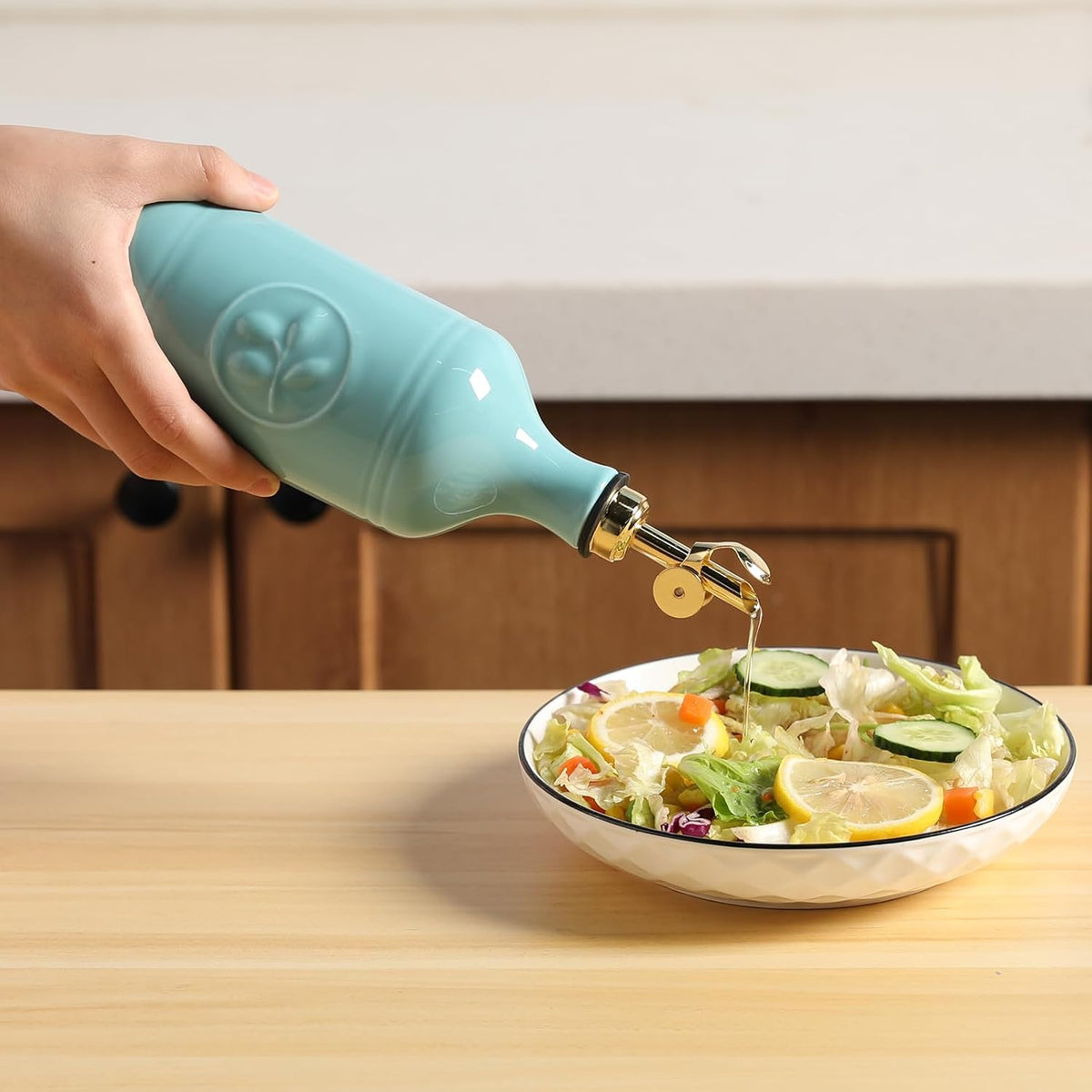 Sweejar 16 Oz Ceramic Olive Oil Dispenser Bottle, Oil Dispenser for Kitchen with Gravity Spout