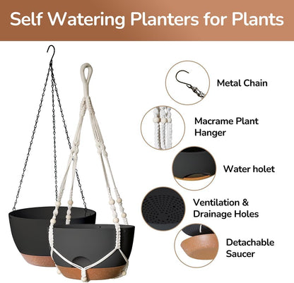 12 Inch Hanging Baskets for Plants Outdoor, Hanging Planters for Indoor Outdoor Plants, Hanging