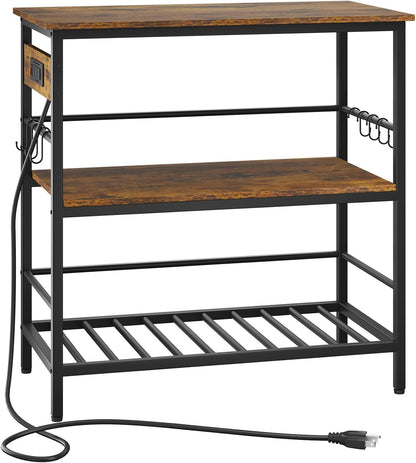 IBUYKE Kitchen Island with Storage, Bakers Rack with Power Outlet,Microwave Stand with Large