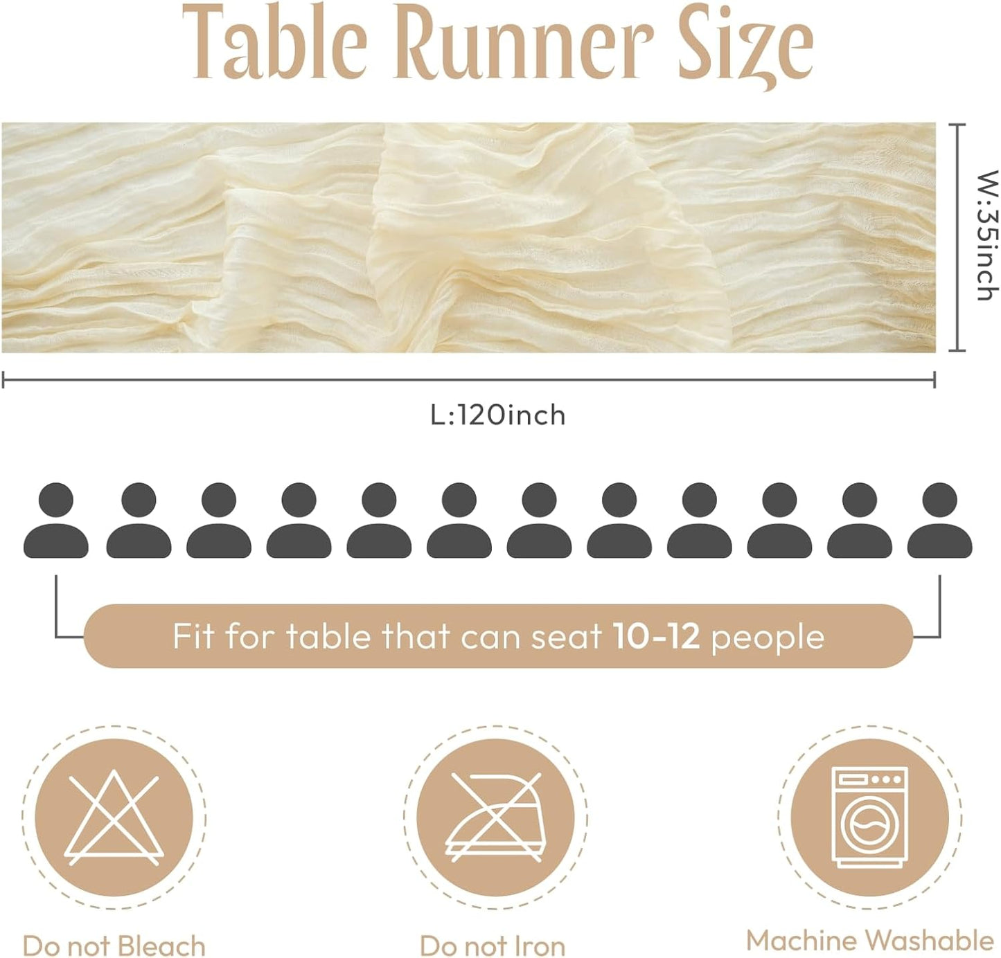 Sioloc 1 Pack Beige Cheesecloth Table Runner Fall Autumn Decor for Home 10ft Table Cloth for Tea
