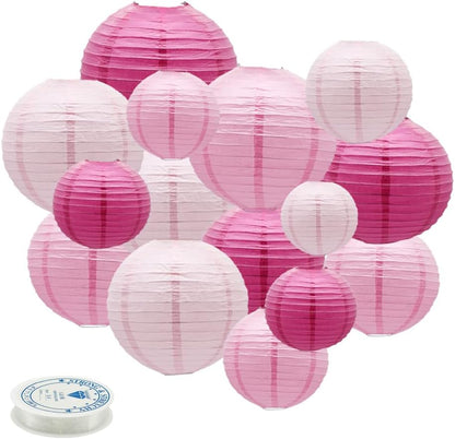 Round Chinese Paper Lanterns Decorative 15pcs Wedding Birthday Party Valentine's Day Baby Showers
