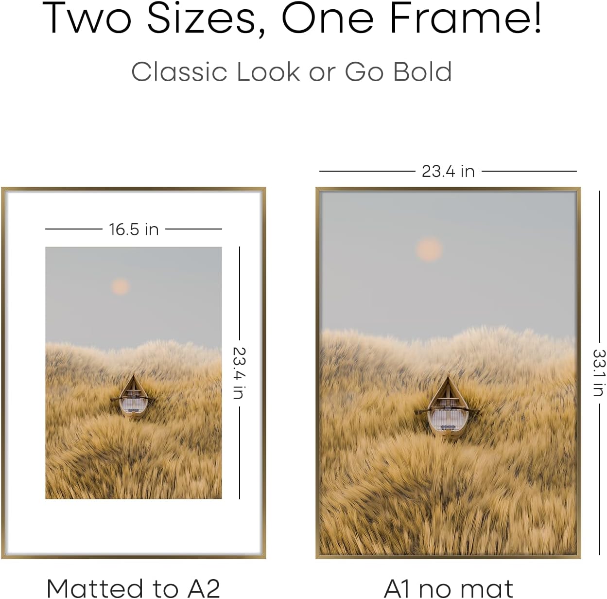 Homeforia A1 Poster Frame Bronze, High End Metal 23.4 x 33.1 inch Large Picture Frames with Mat for